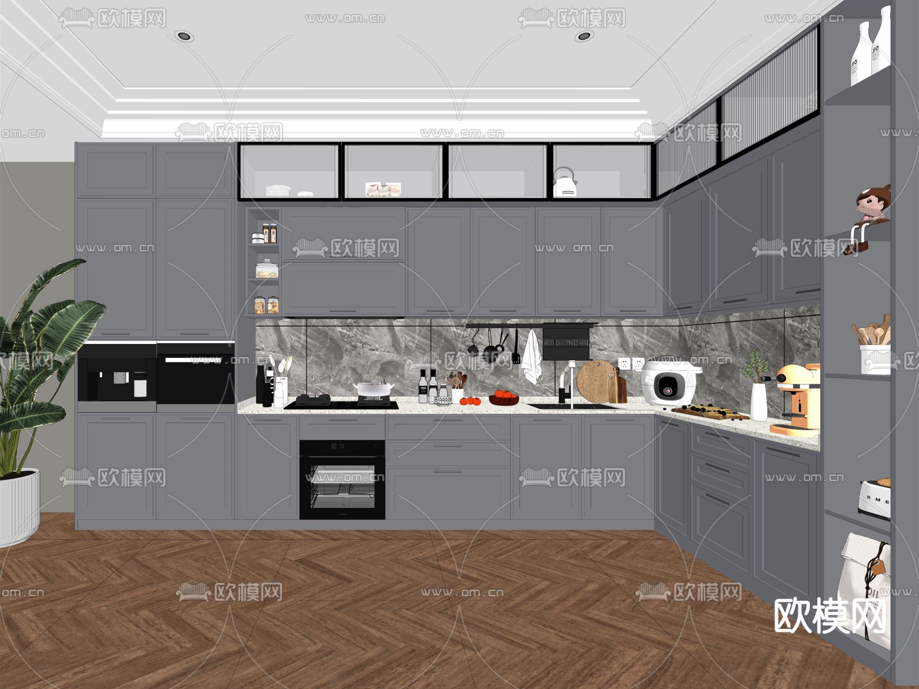 北欧厨房 橱柜su模型下载（渲染图2）