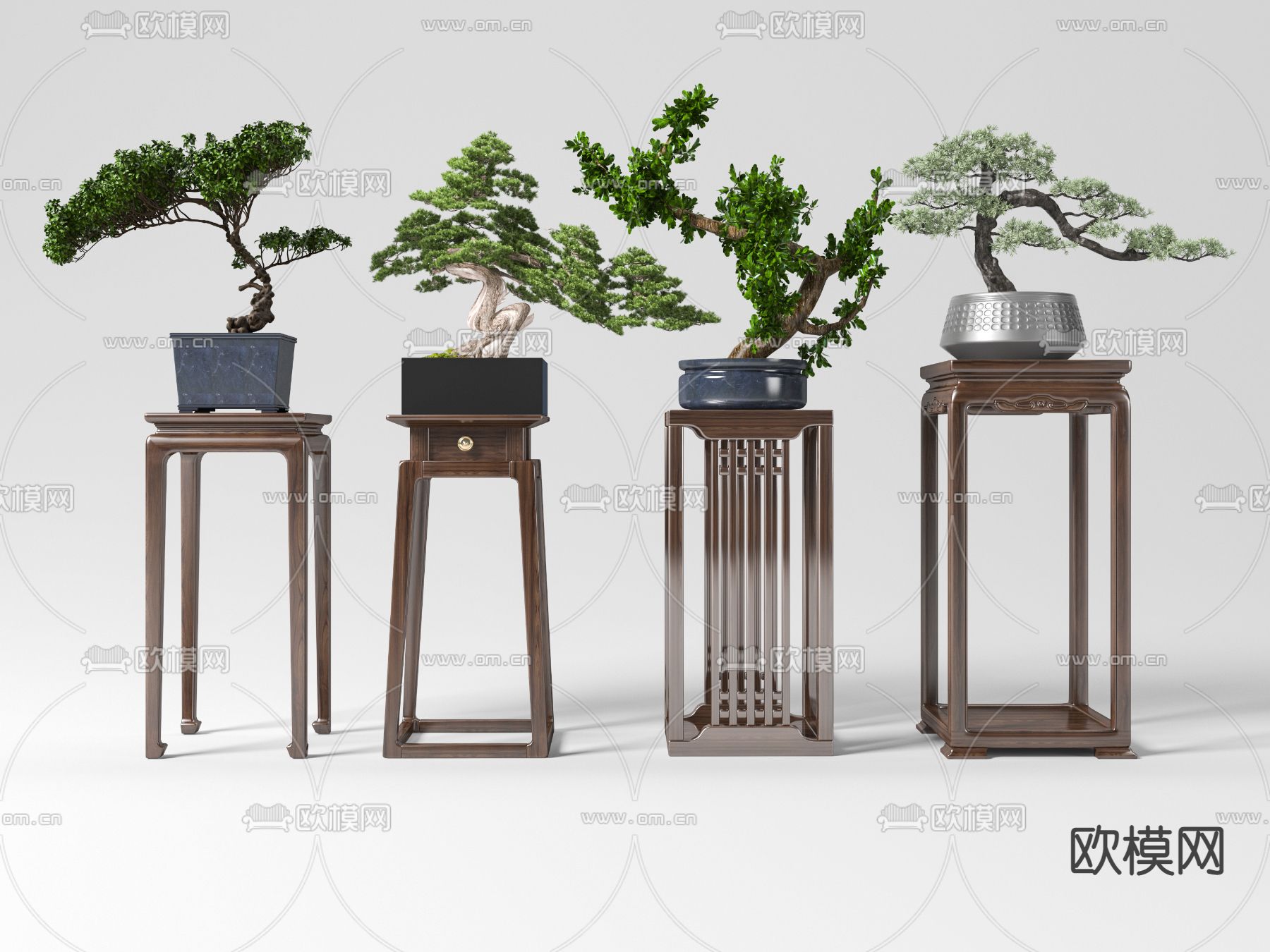迎客松盆景 盆栽3d模型下载_ID12303764_3dmax免费模型-欧模网