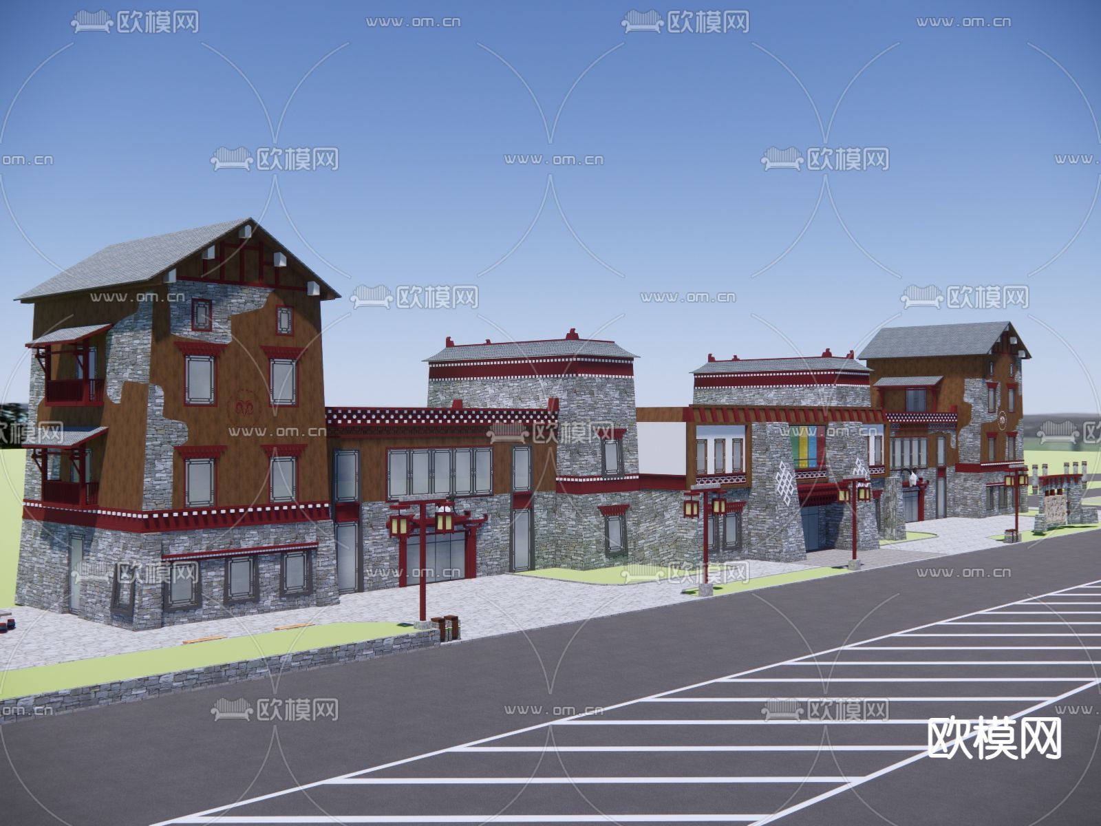 藏式交通建筑汽车站su模型下载（渲染图2）