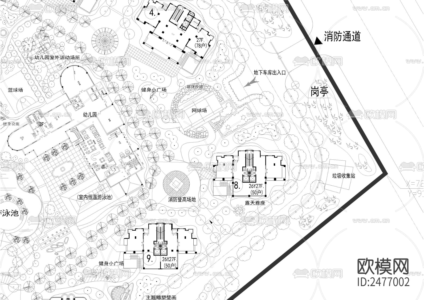 小区景观规划CAD施工图下载（渲染图3）