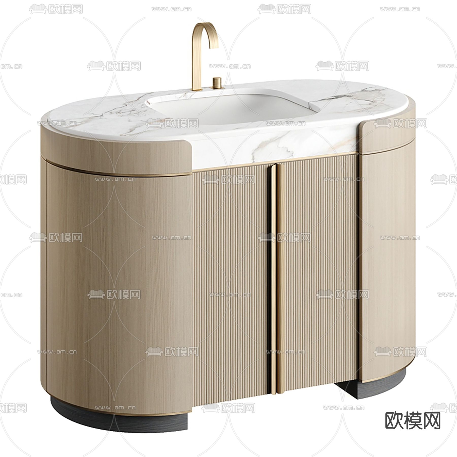轻奢风浴室柜 洗手池su模型下载（渲染图1）