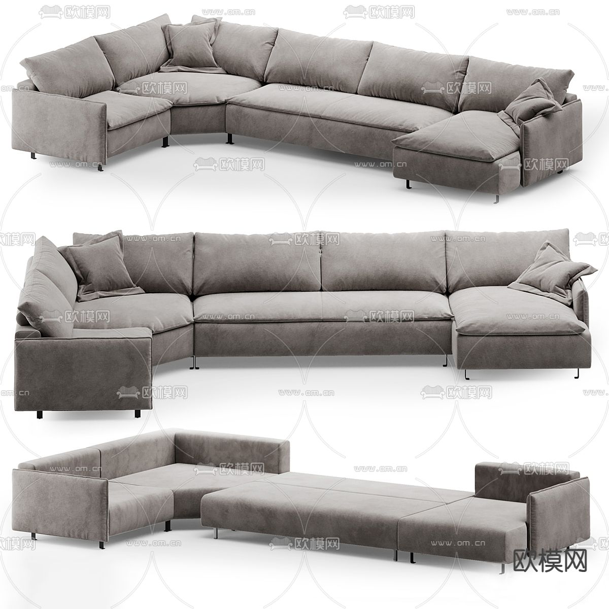 现代多人沙发3d模型下载