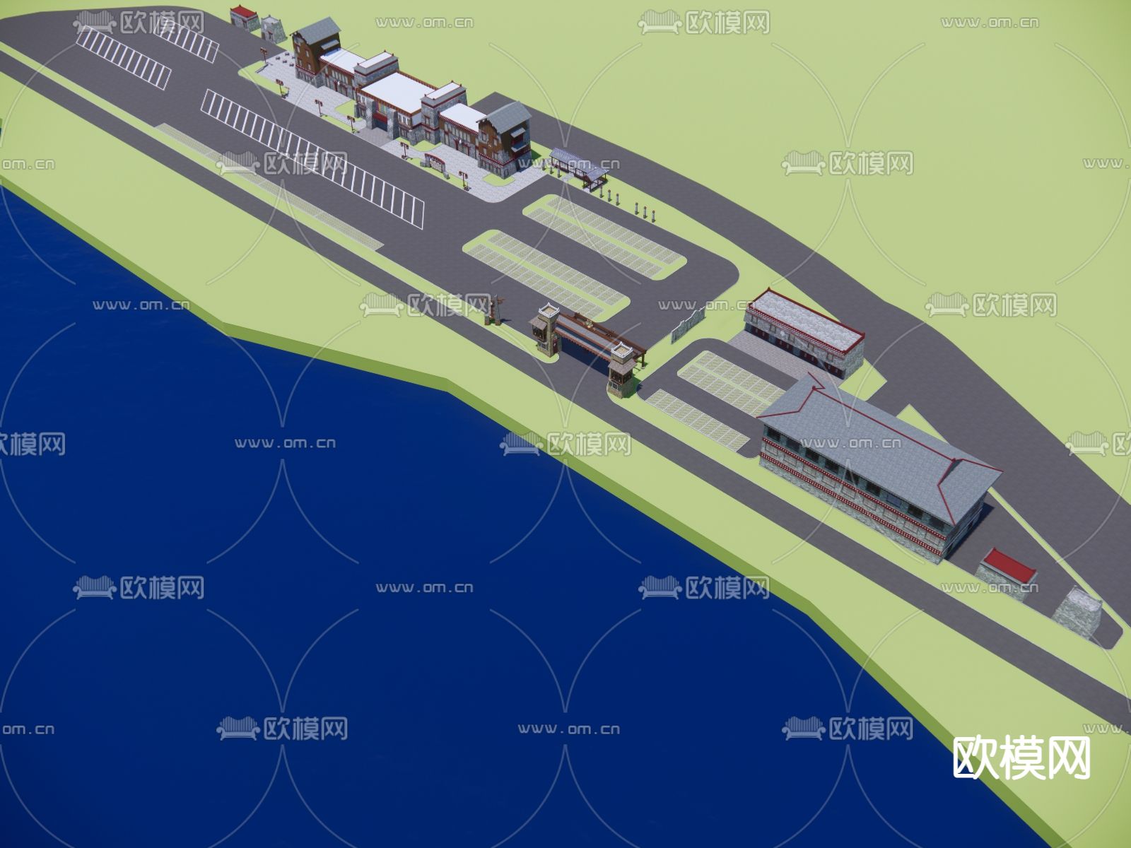 藏式交通建筑汽车站su模型下载（渲染图4）