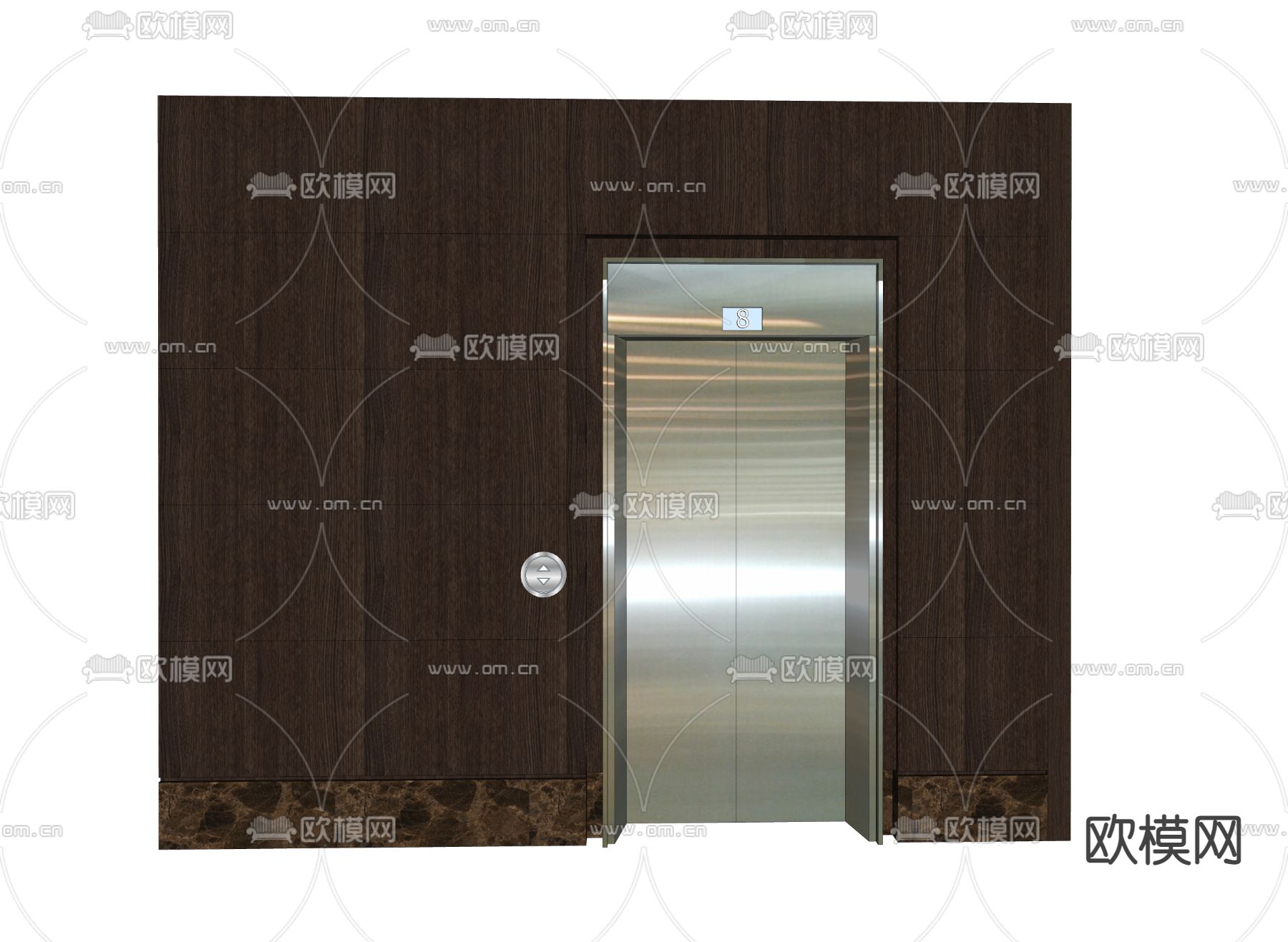 现代电梯间 电梯门su模型下载