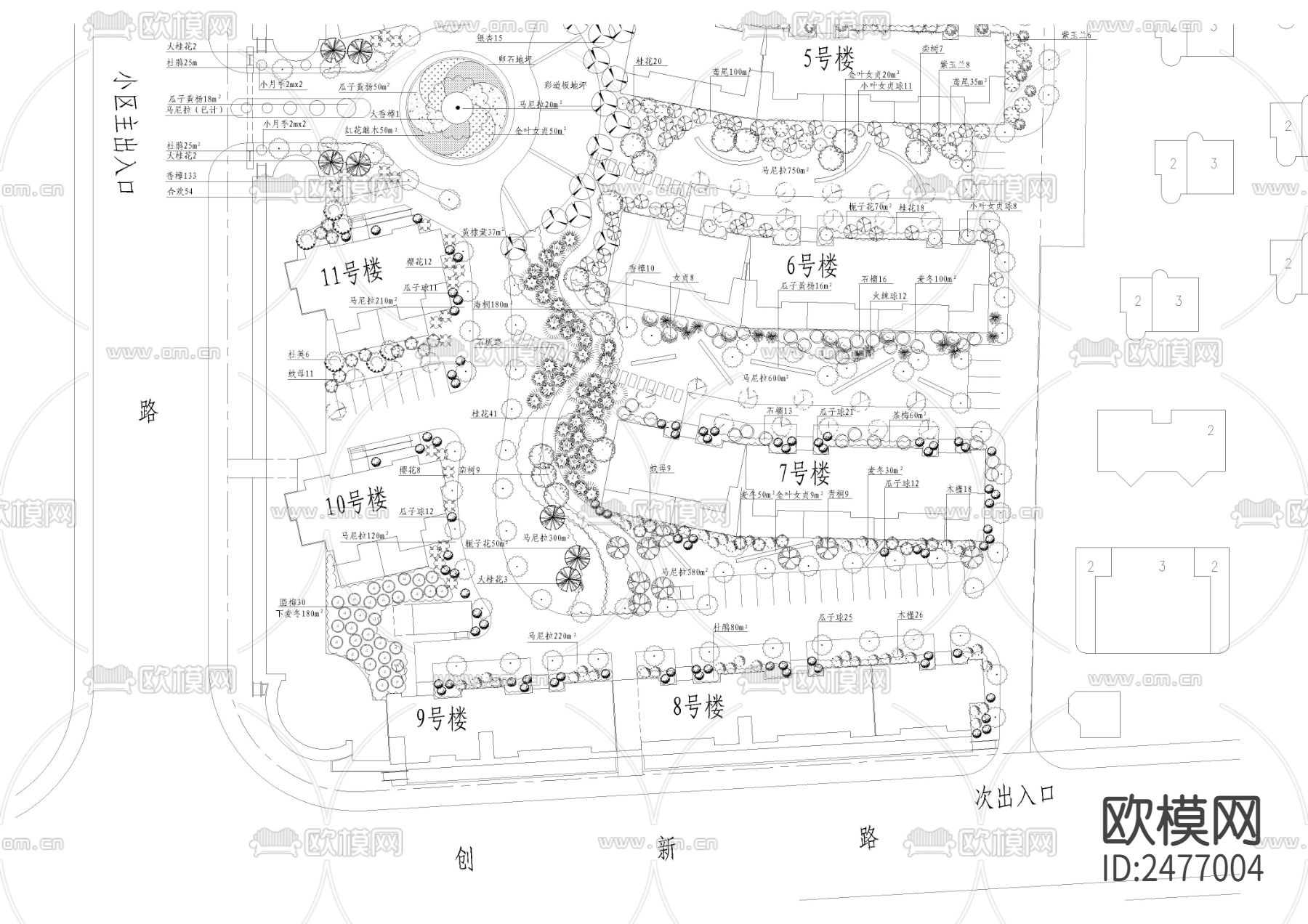 小区景观规划CAD施工图下载（渲染图3）