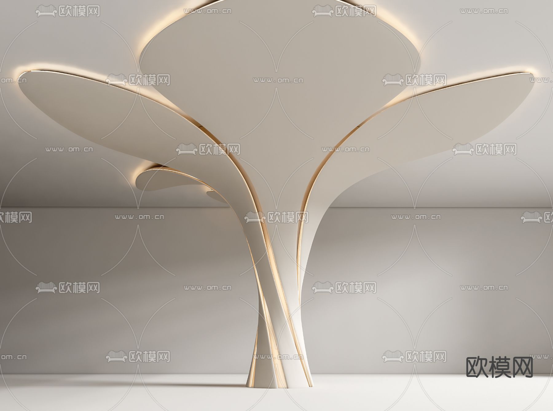 现代异型柱子 创意柱子su模型下载（渲染图1）