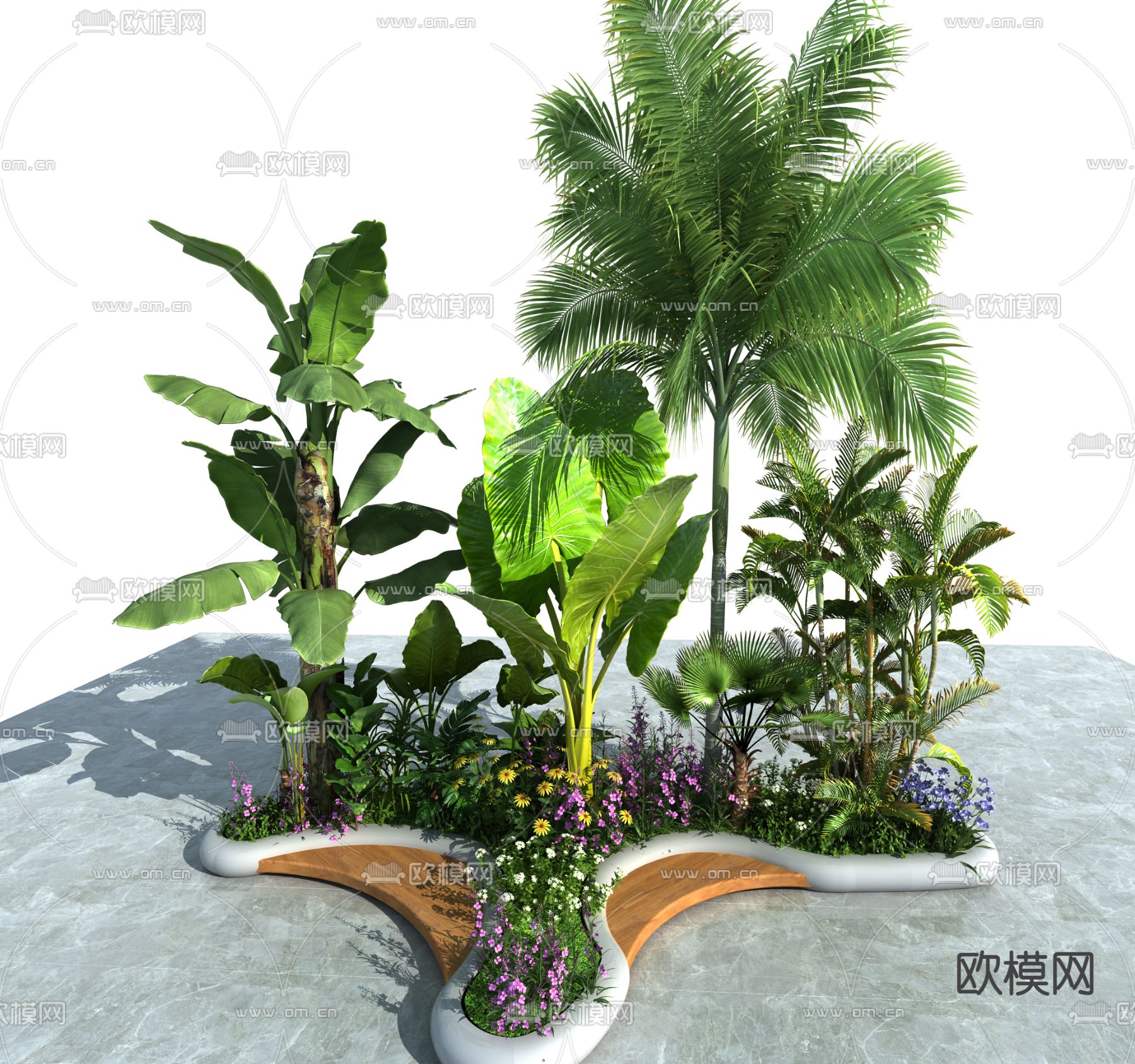 热带植物 植物堆su模型下载（渲染图1）