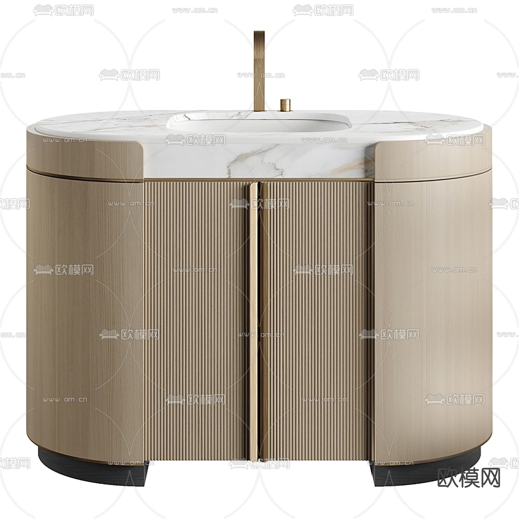 轻奢风浴室柜 洗手池su模型下载（渲染图2）