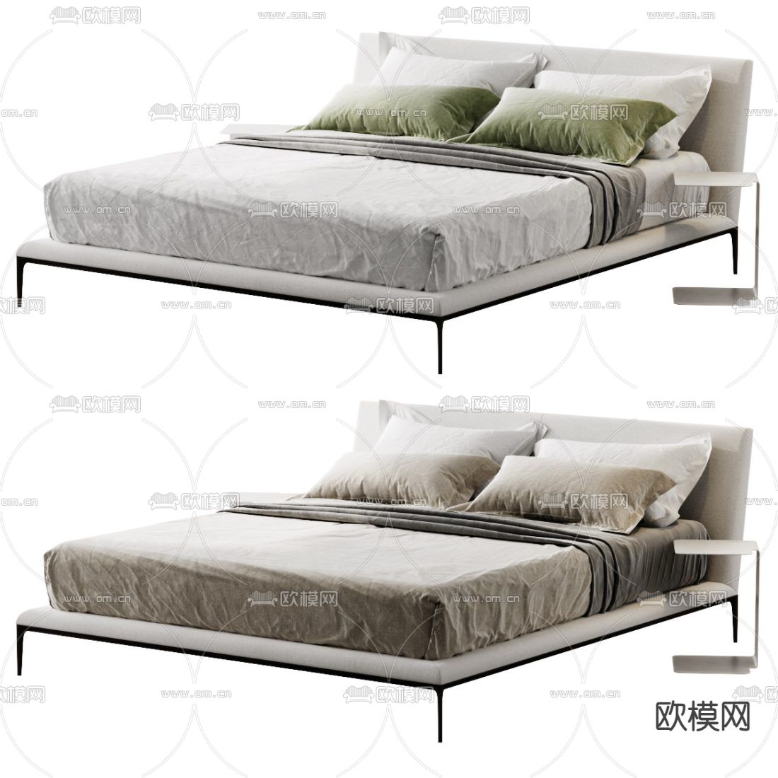 B&B Italia 现代双人床3d模型下载（渲染图2）