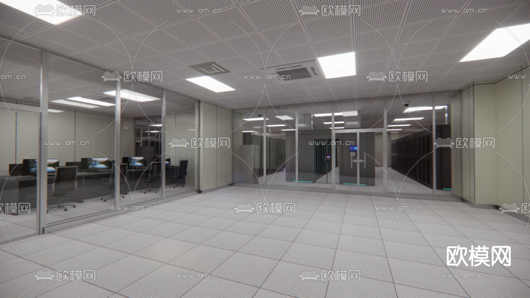 现代机房冷通道su模型下载（渲染图6）