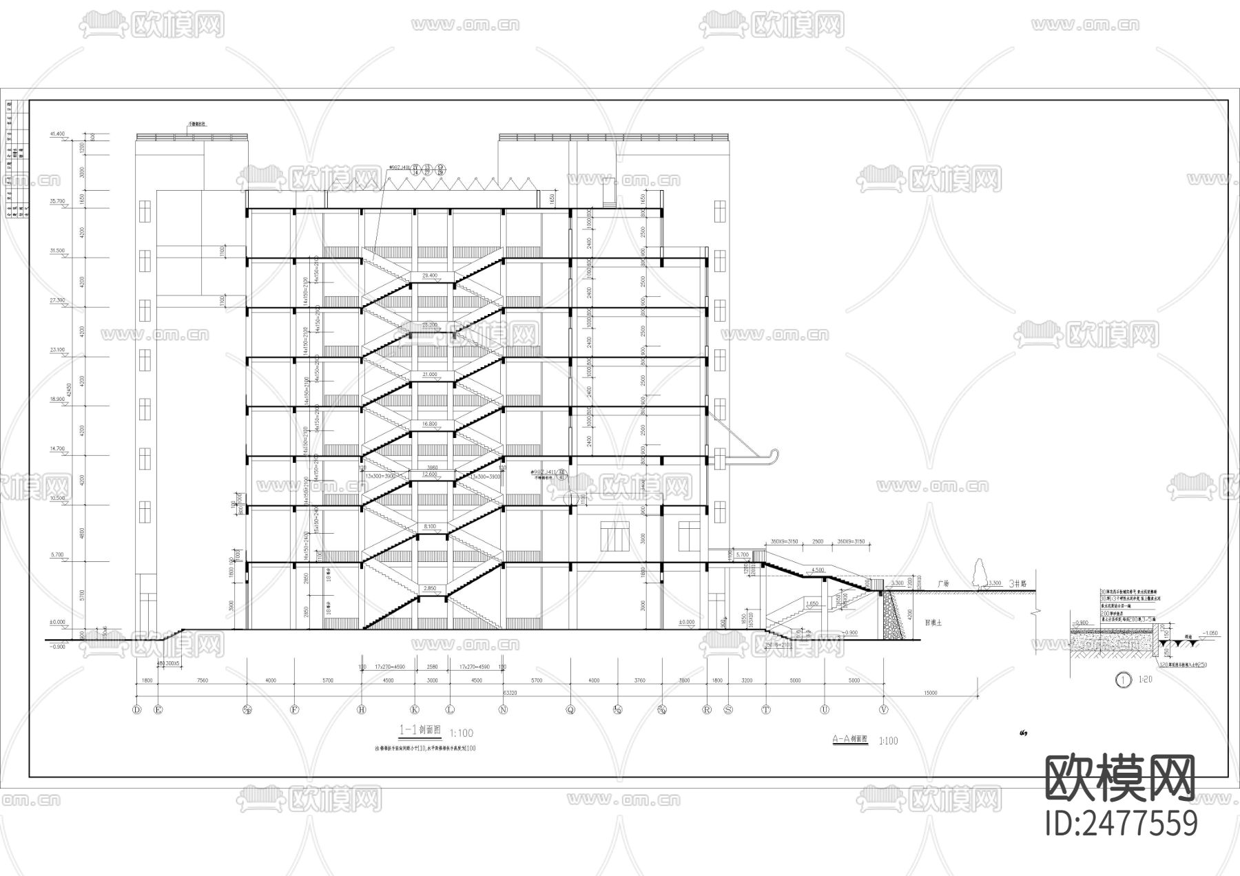 某教学楼报告厅CAD施工图下载（渲染图6）