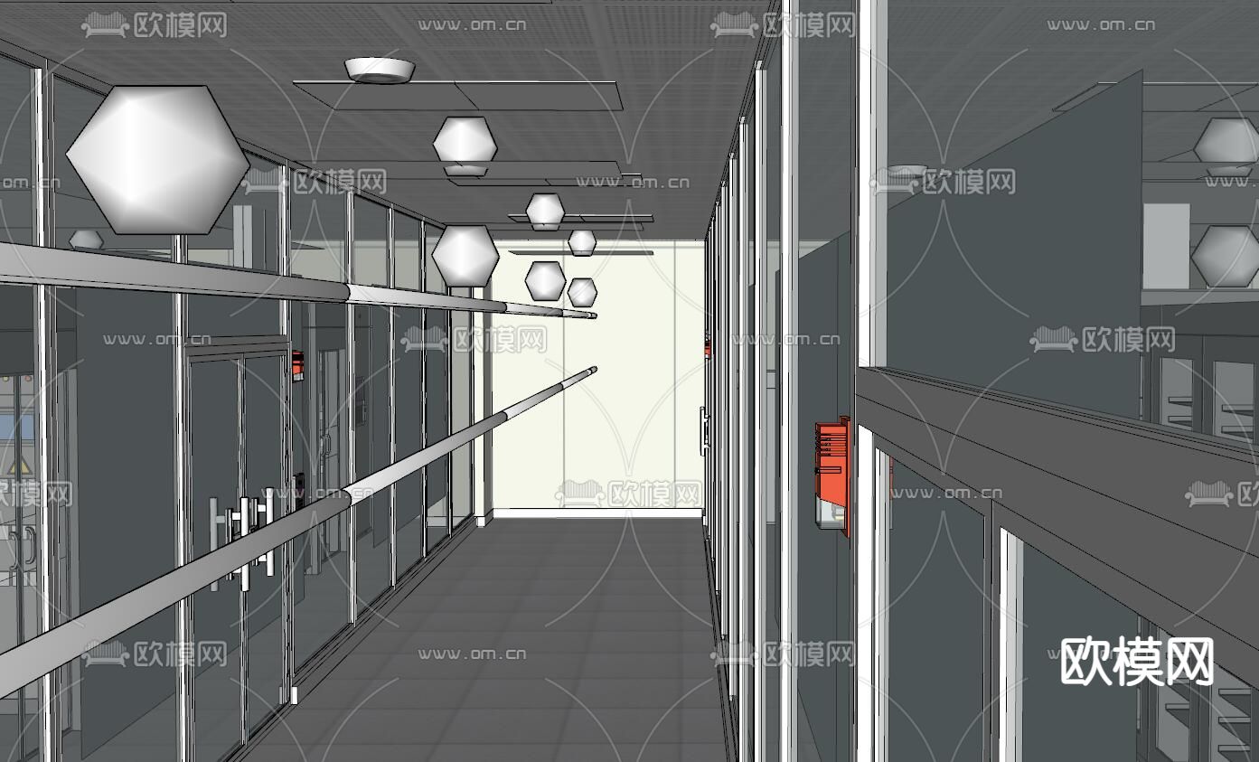 现代机房冷通道su模型下载（渲染图7）