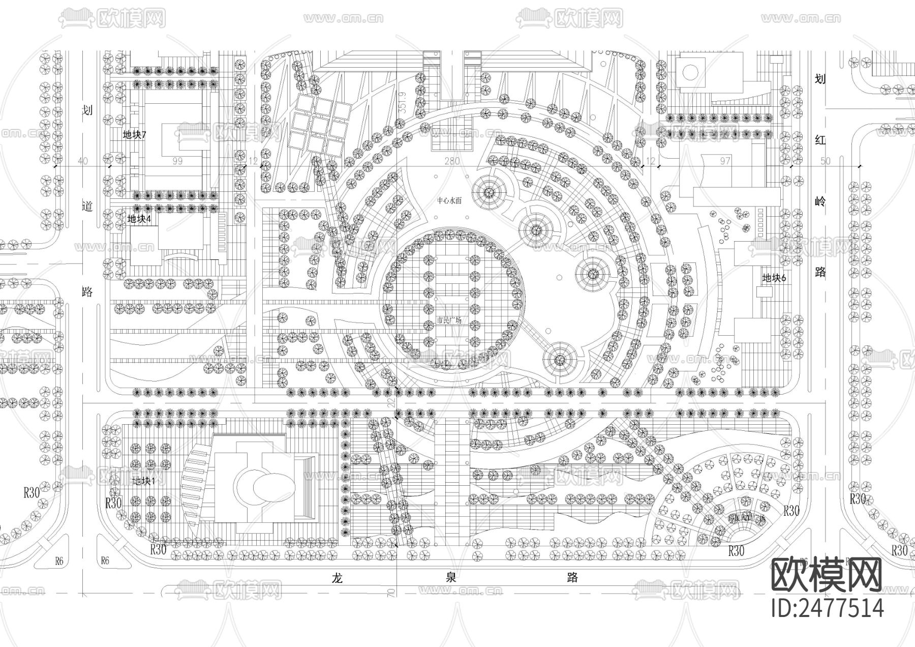 桂林市行政中心规划CAD施工图下载（渲染图3）