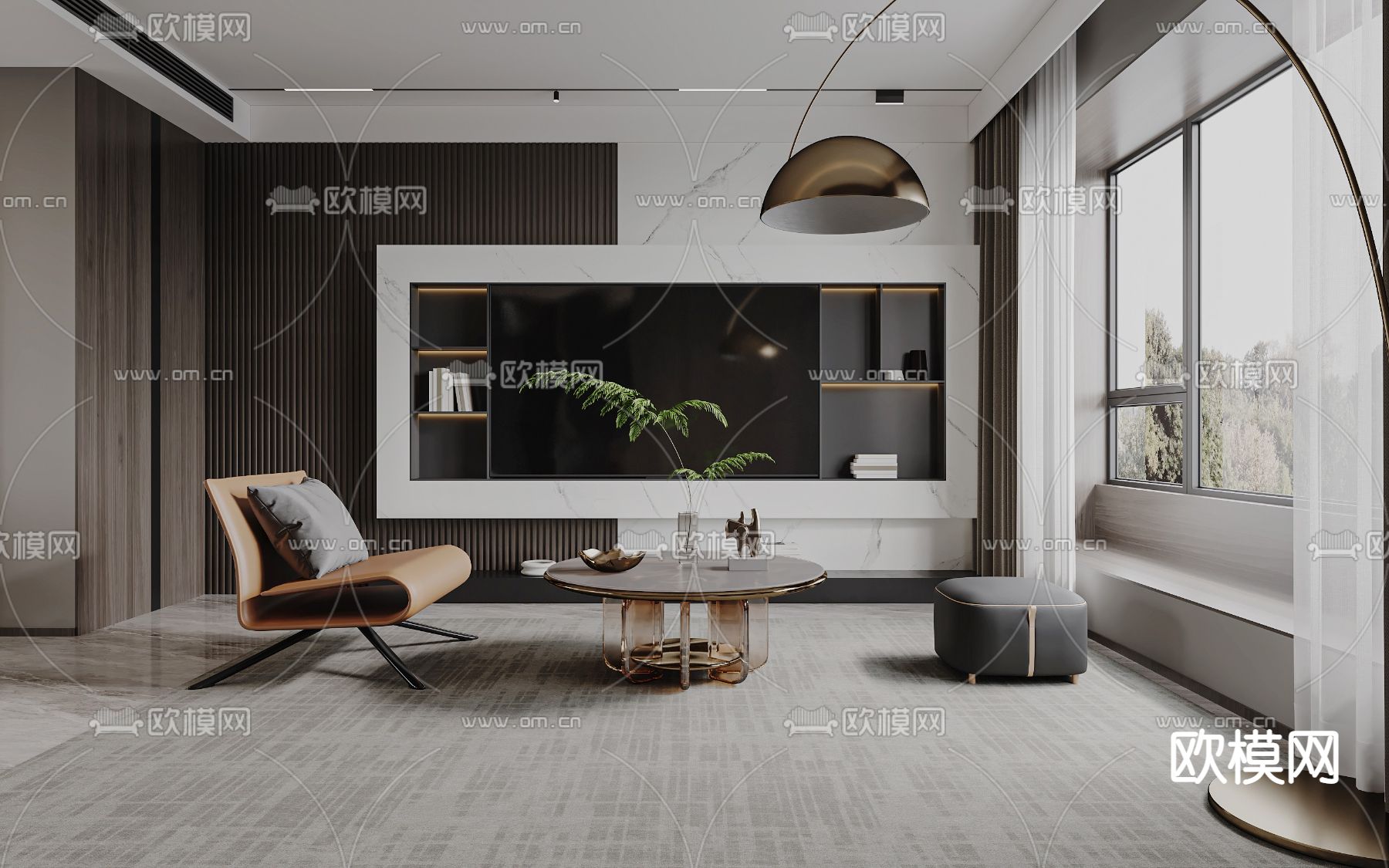 现代客餐厅3d模型下载（渲染图2）