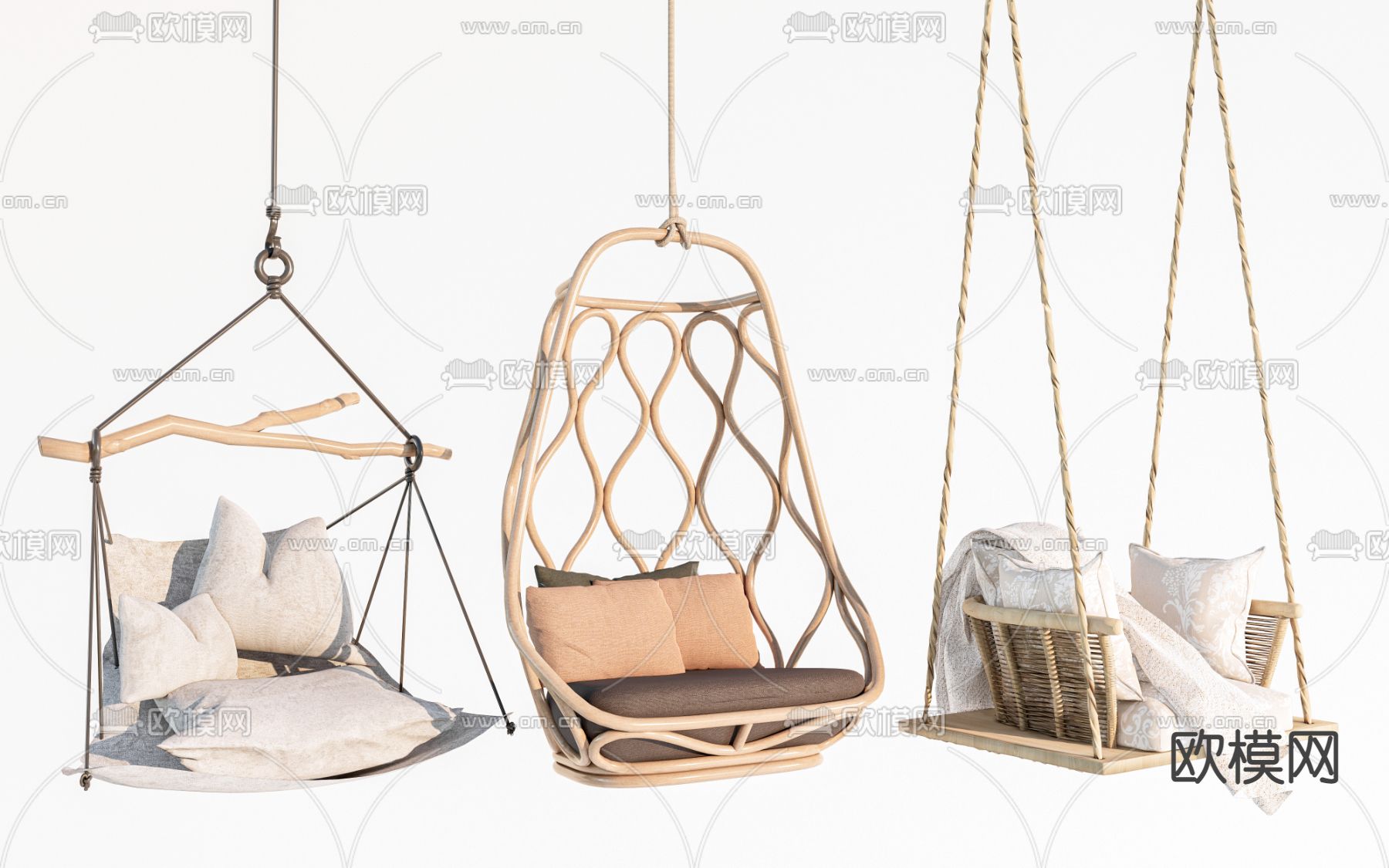 现代吊椅su模型下载（渲染图1）