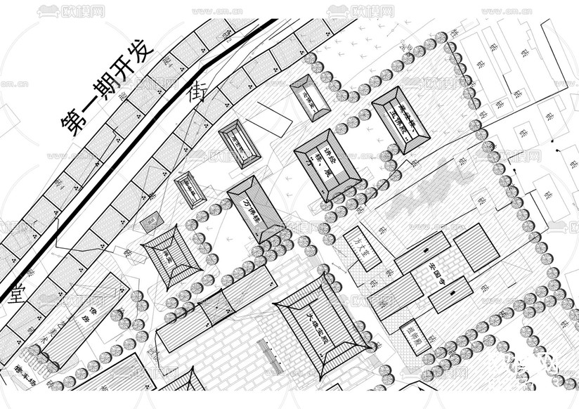寺廟景觀CAD施工圖下載(渲染圖3)