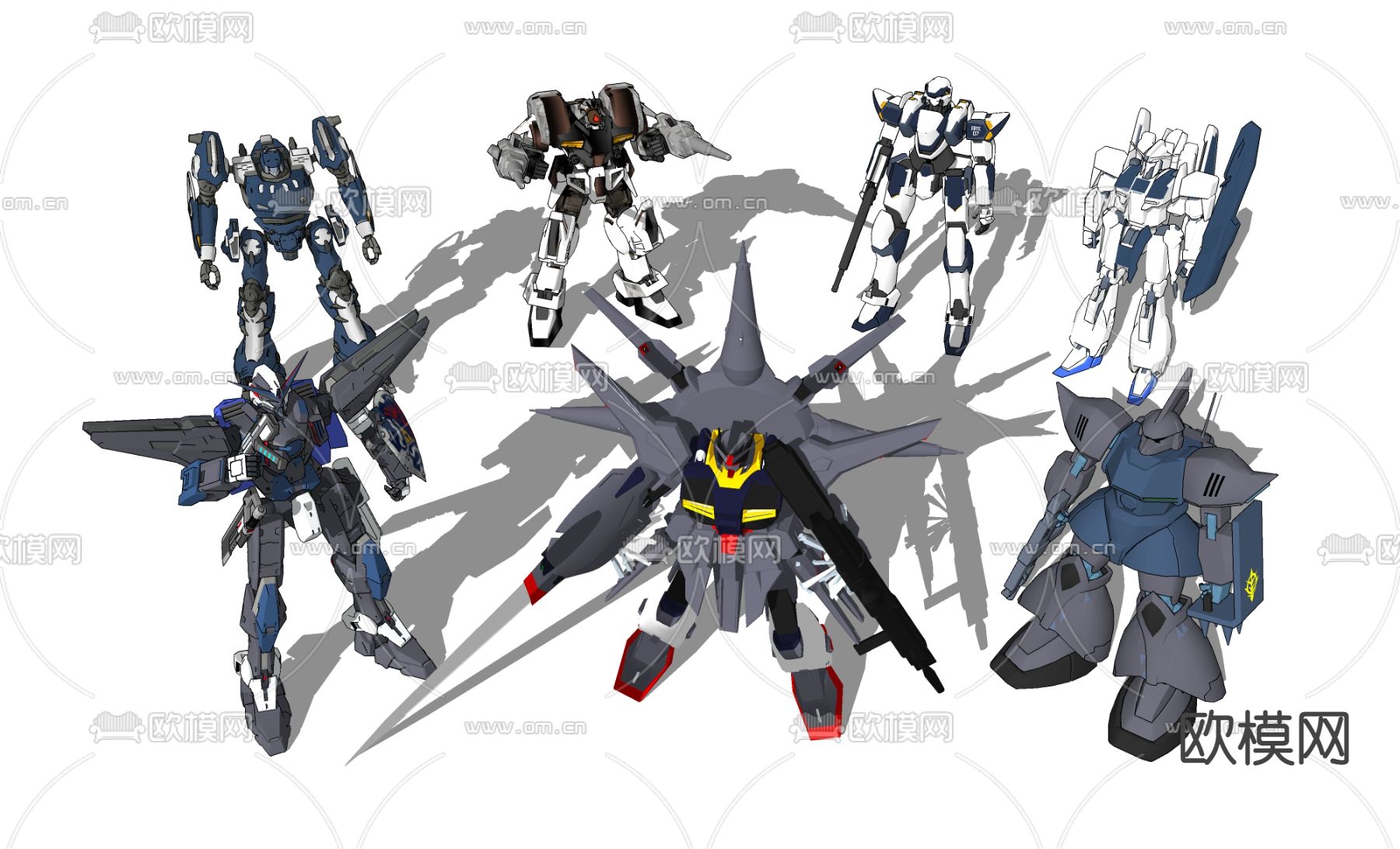 现代卡通机器人 高达机器人su模型下载（渲染图1）