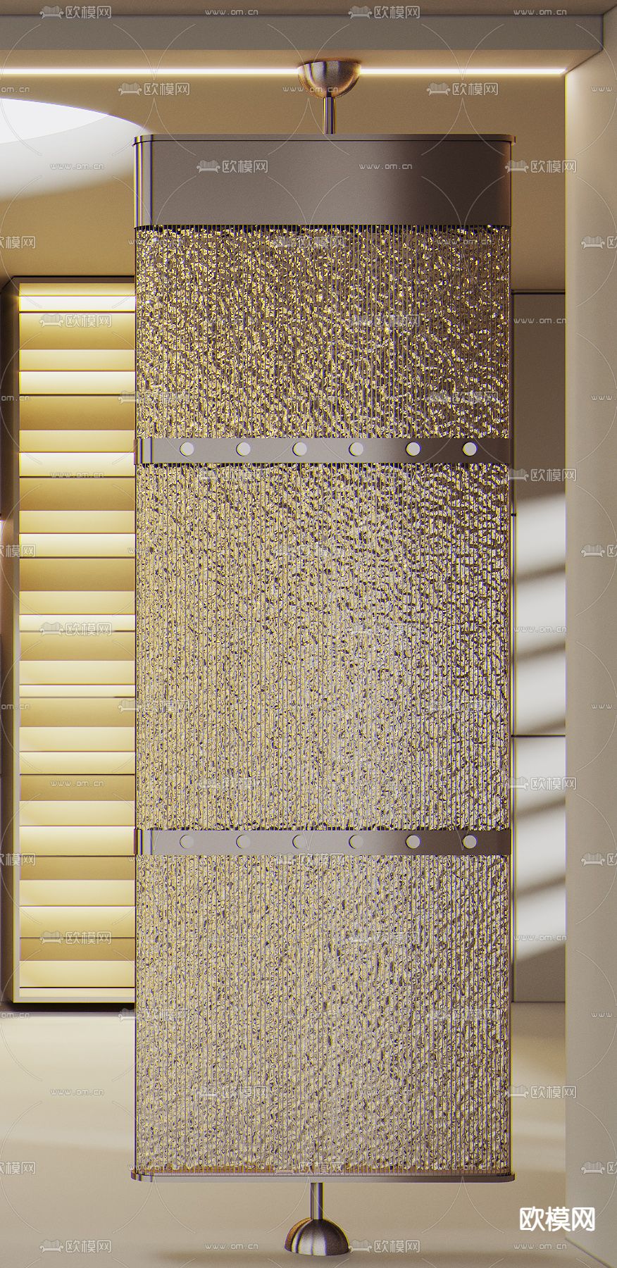 轻奢玻璃屏风 隔断3d模型下载（渲染图4）