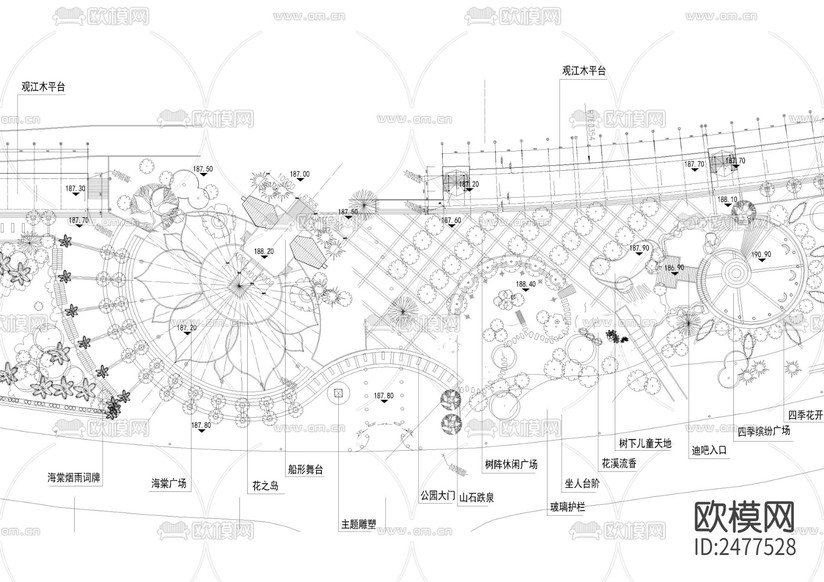 濱江公園景觀CAD施工圖下載(渲染圖3)