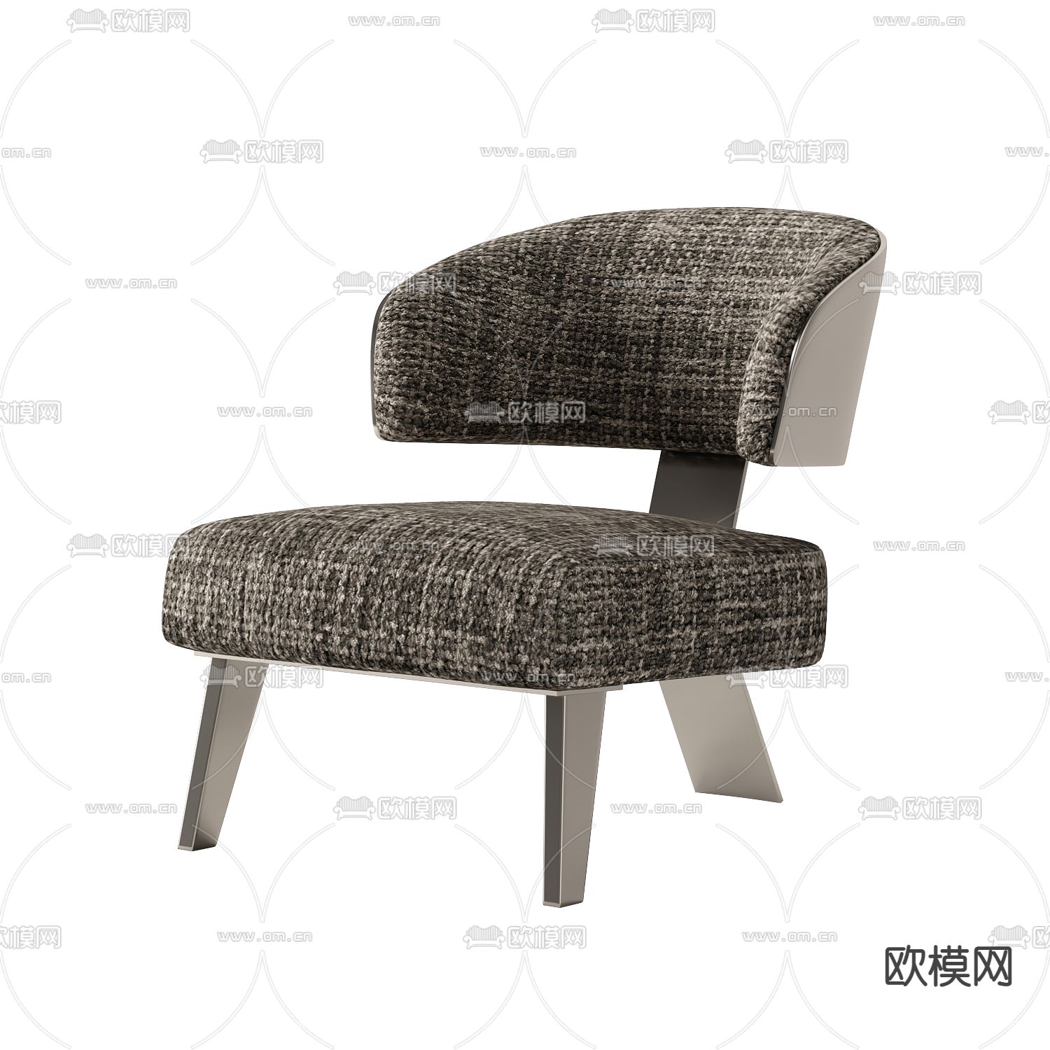 现代轻奢金属布艺单人沙发免费3d模型下载