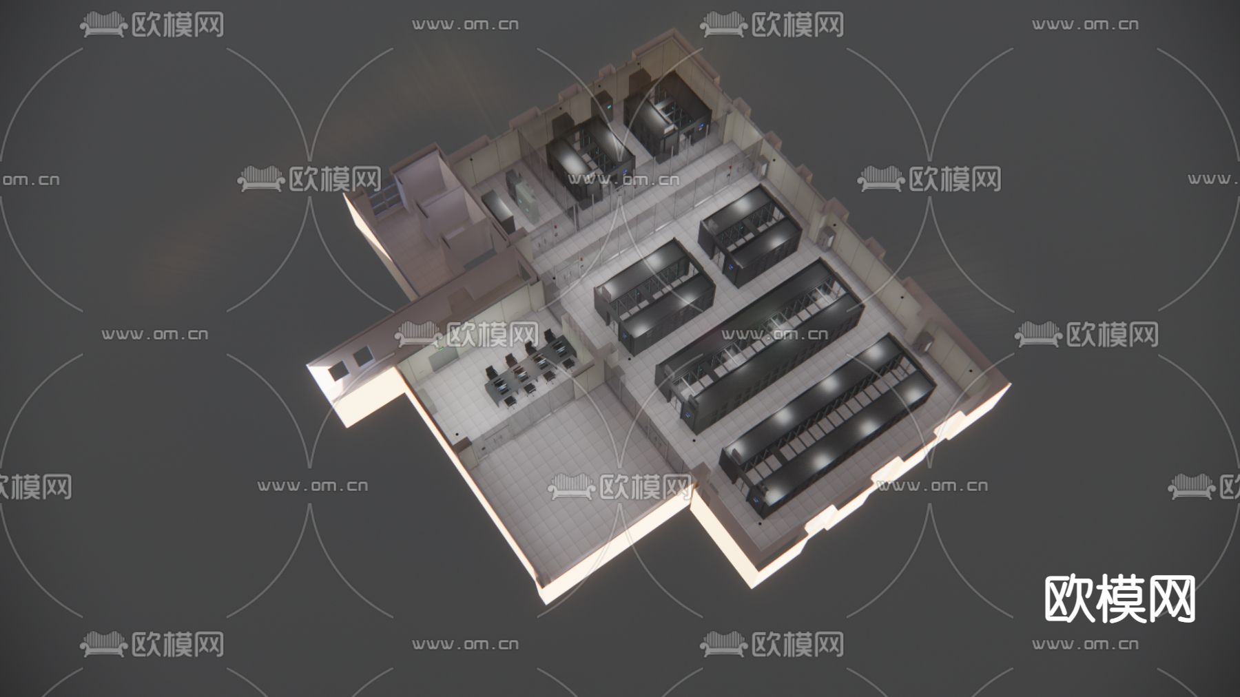 现代机房冷通道su模型下载（渲染图4）
