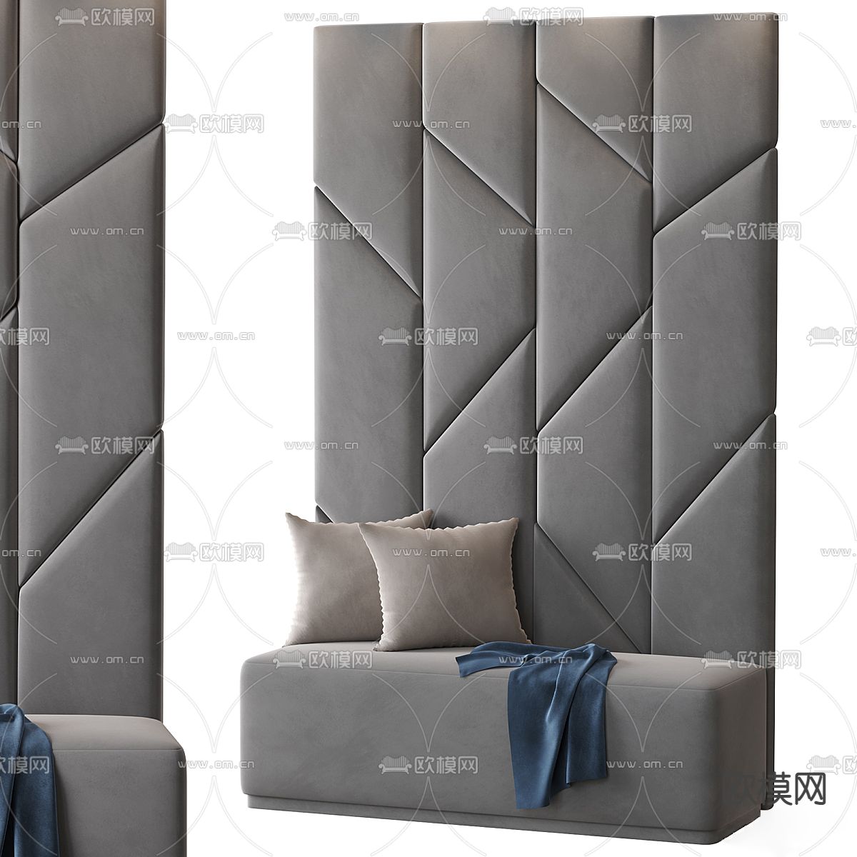 灰色沙发凳 脚踏3d模型下载