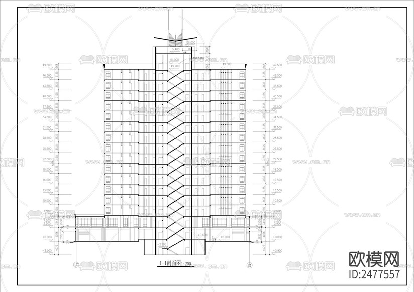 高層建筑CAD施工圖下載(渲染圖5)