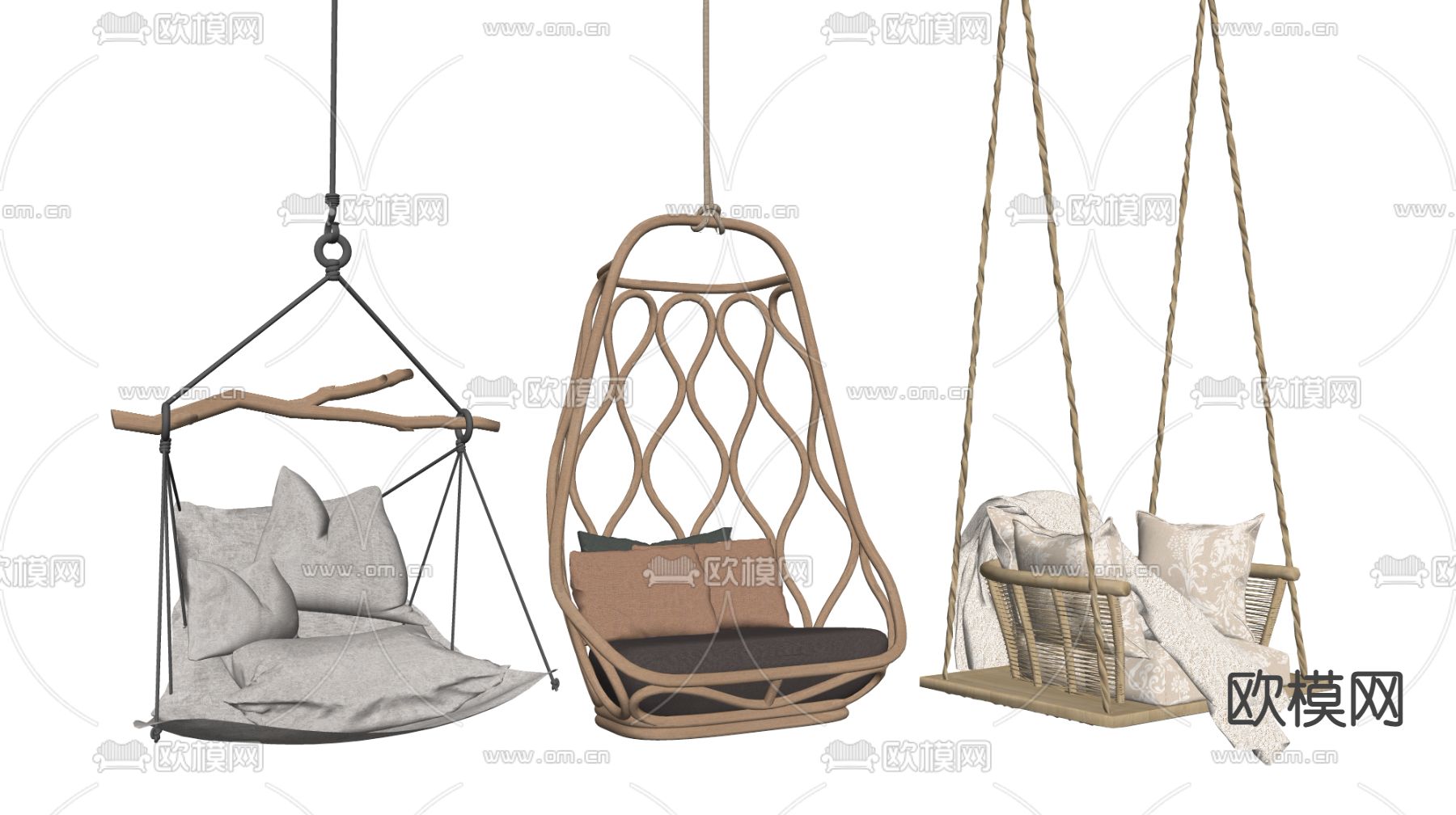 现代吊椅su模型下载（渲染图2）