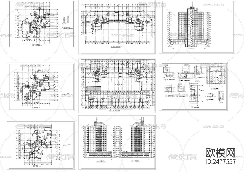 高層建筑CAD施工圖下載(渲染圖1)