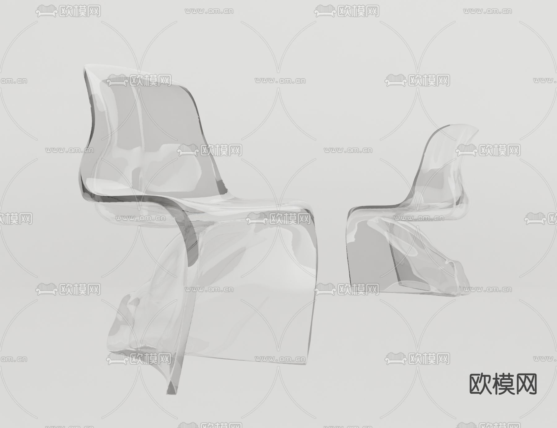 现代亚克力单椅子su模型下载（渲染图1）