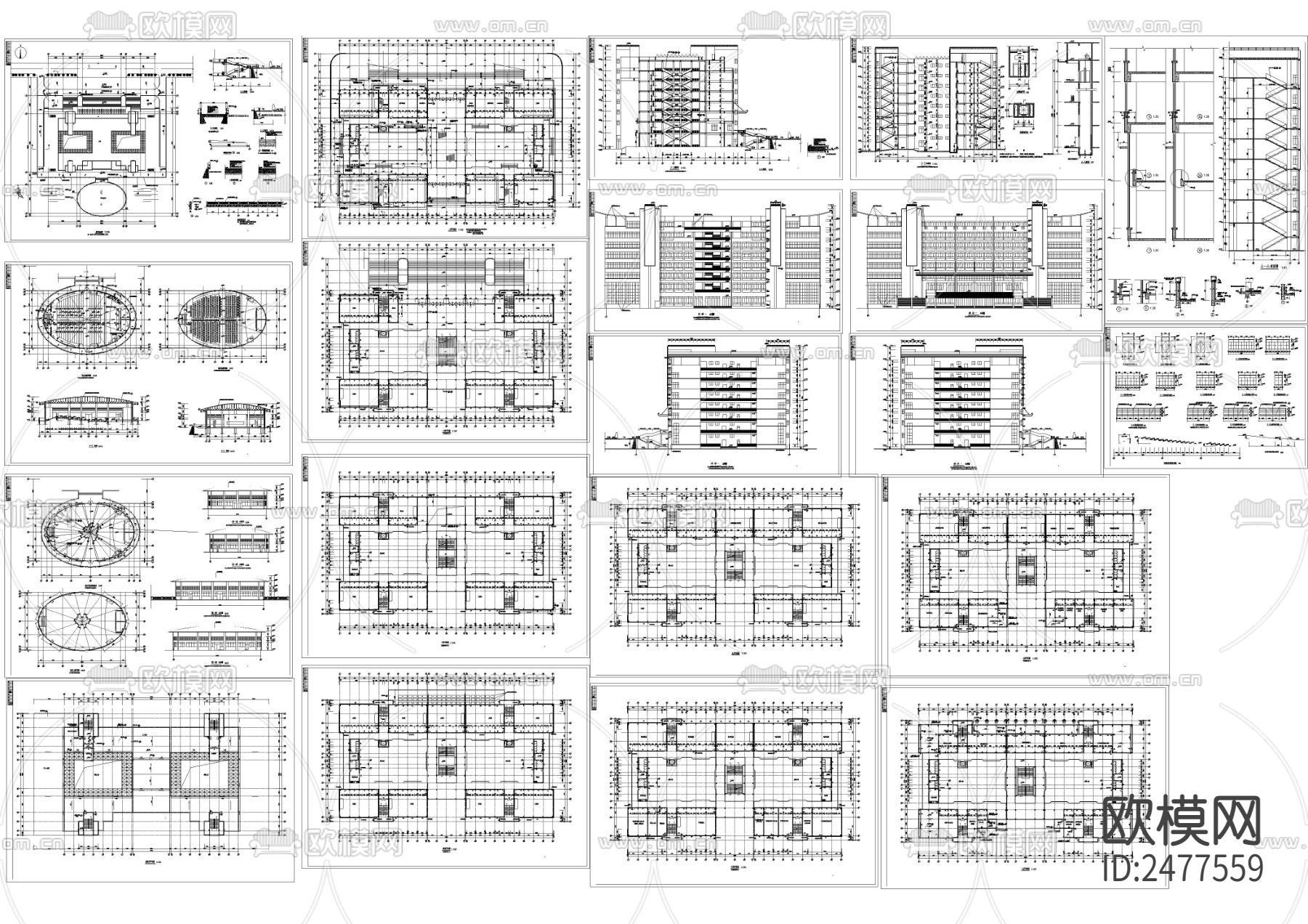 某教学楼报告厅CAD施工图下载（渲染图10）