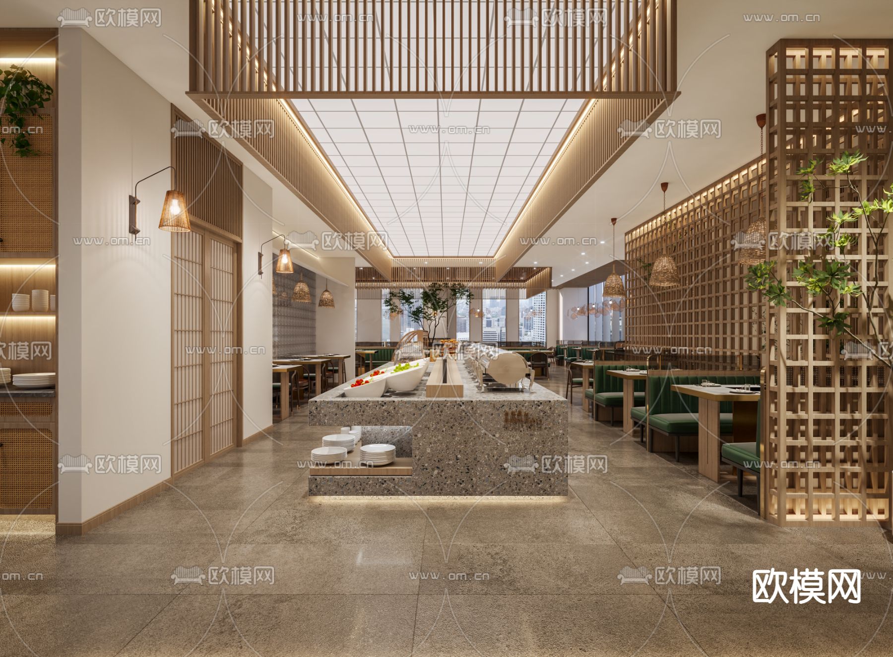 日式料理餐厅 铁板烧3D模型