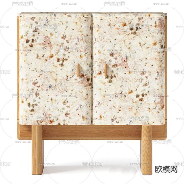 北欧简约实木边柜免费3d模型下载