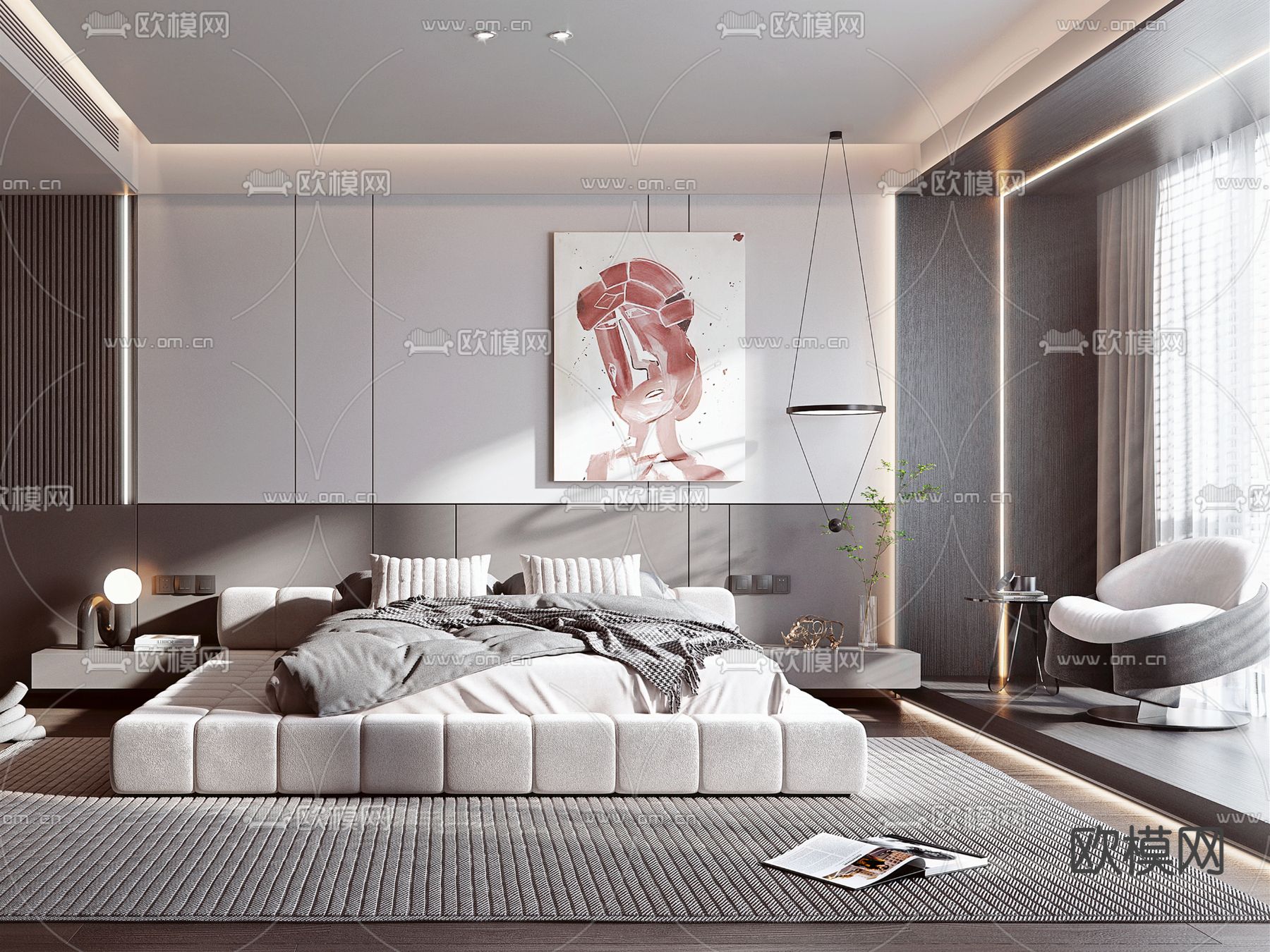 现代卧室 主卧 主人房3d模型