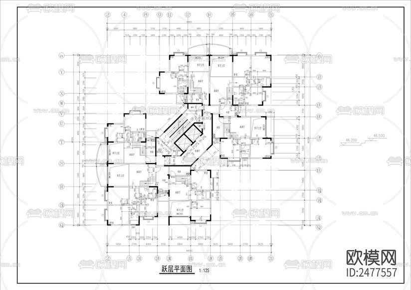 高層建筑CAD施工圖下載(渲染圖3)