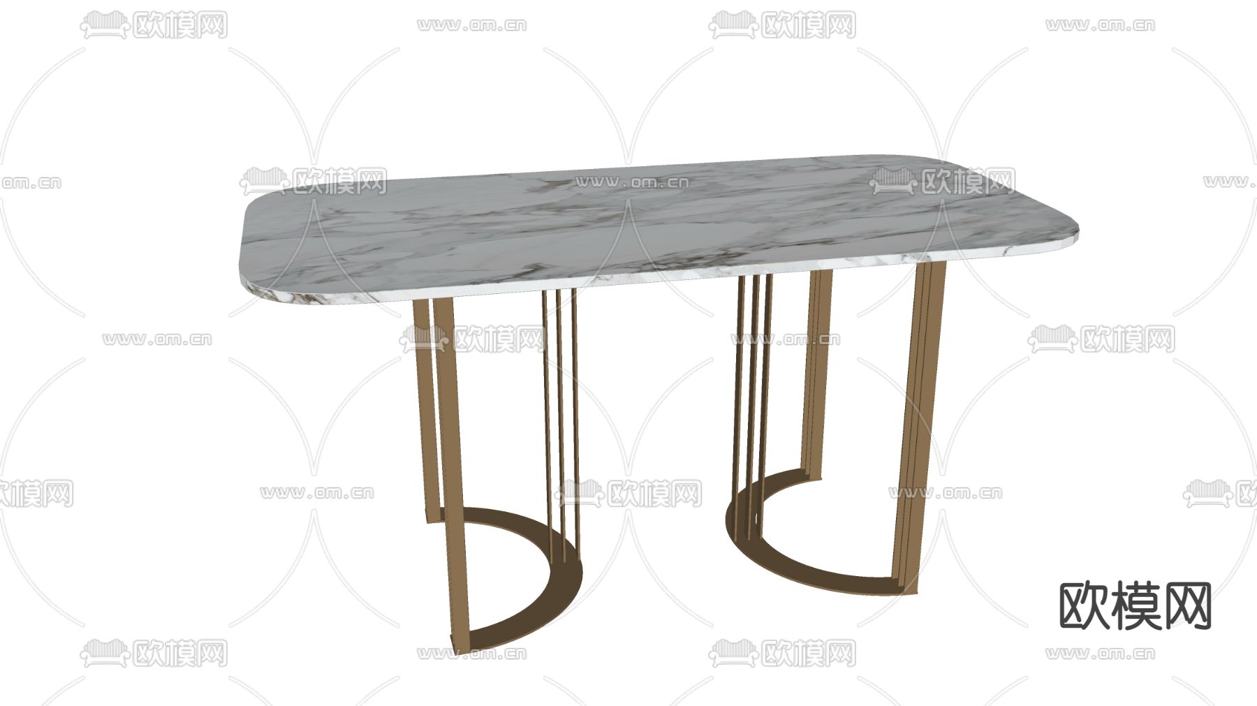 现代长条餐桌su模型下载（渲染图2）