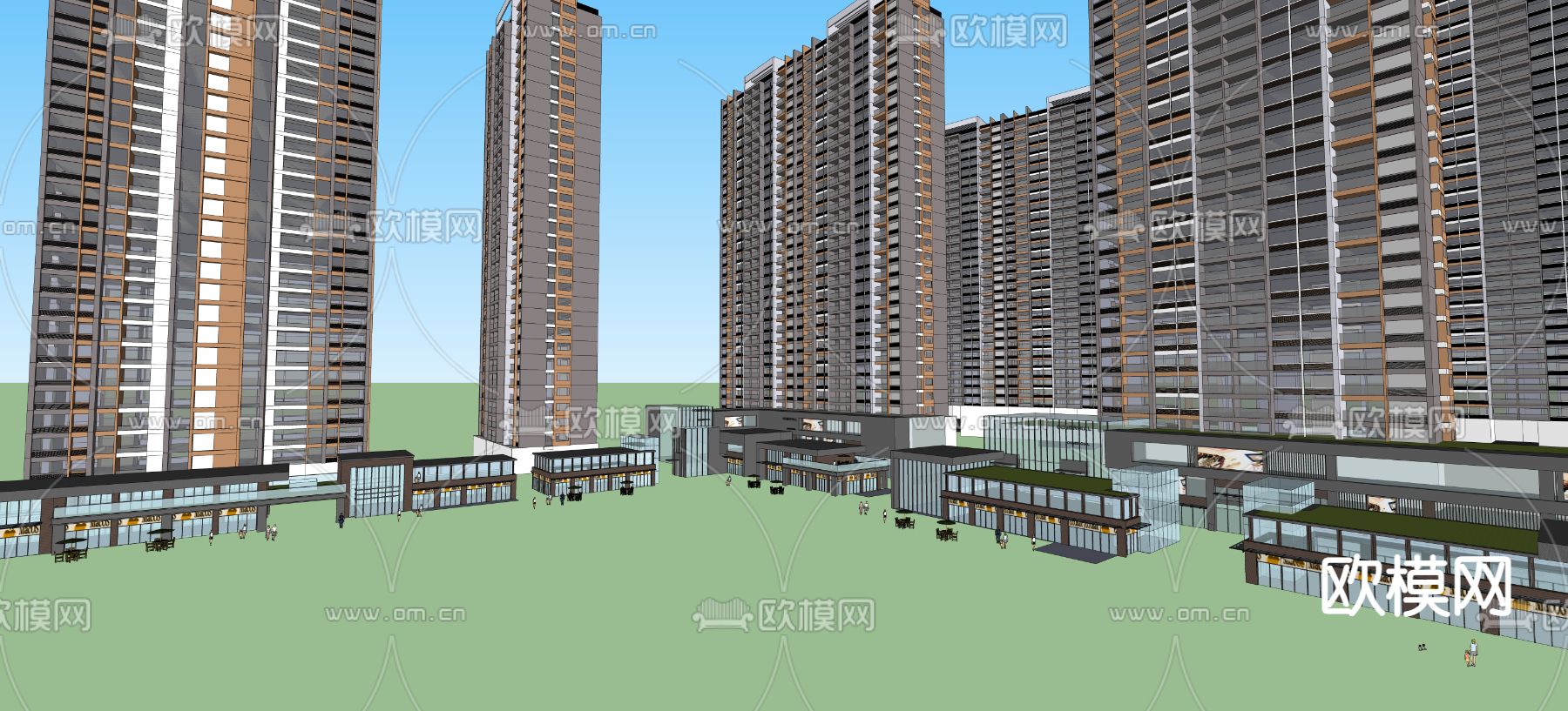 现代商业街su模型