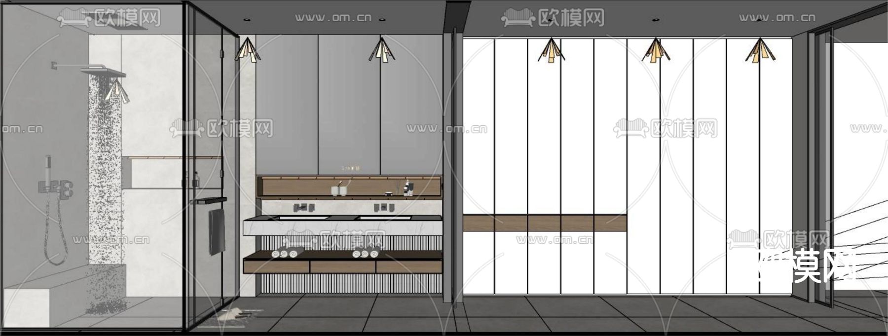 现代卫生间 浴室su模型下载（渲染图3）