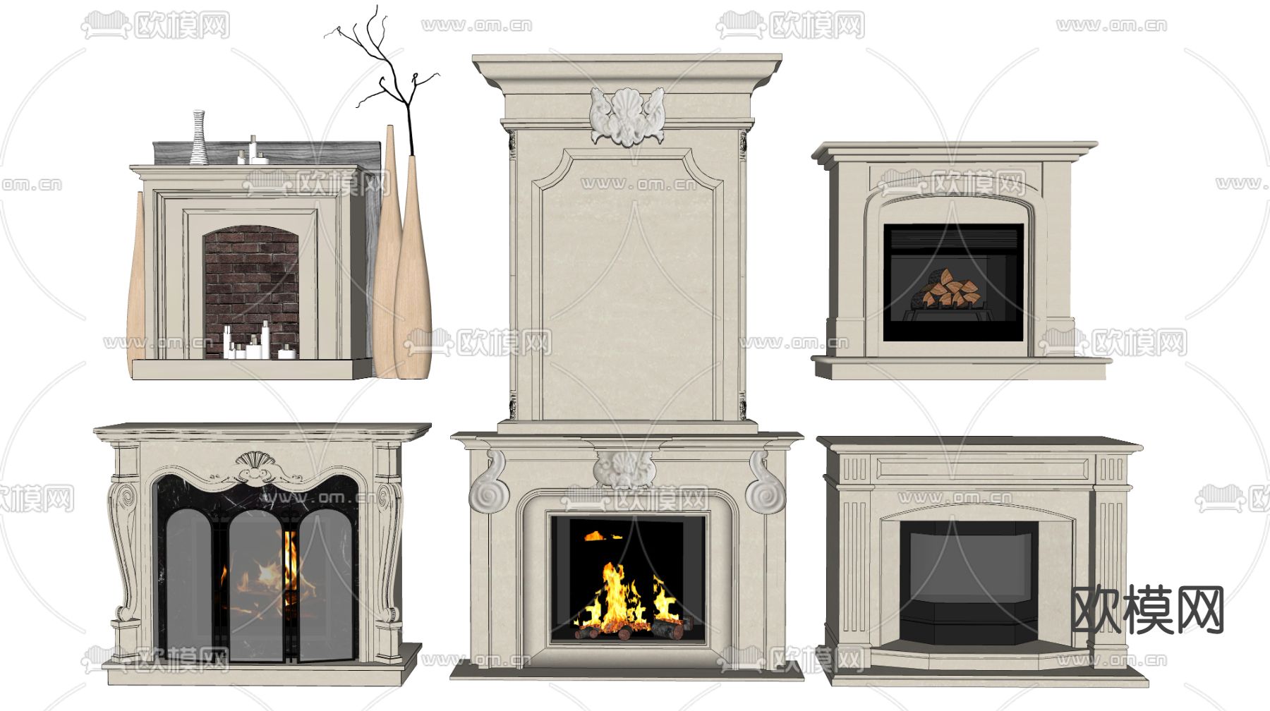 欧式壁炉 火炉su模型下载（渲染图2）