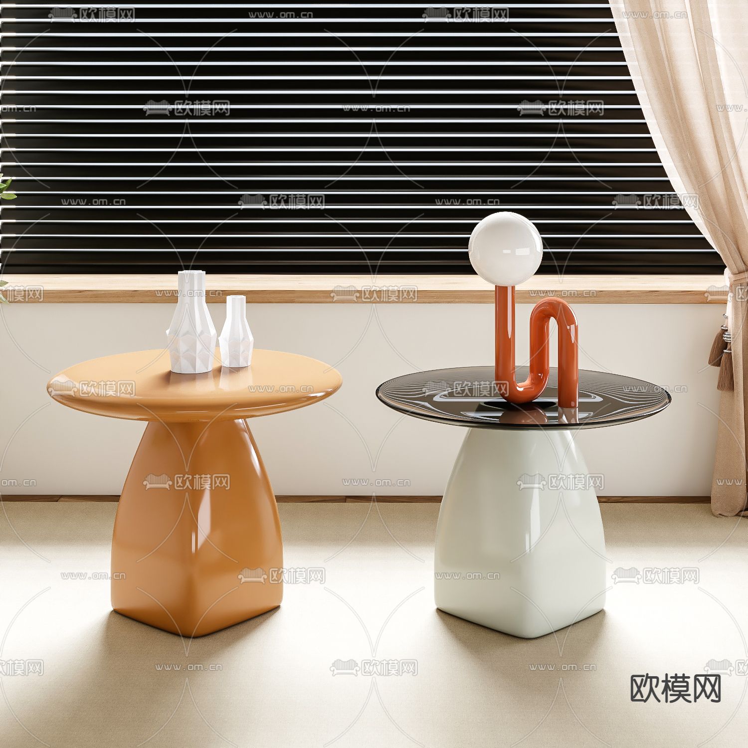 现代边几 角几 圆几3d模型