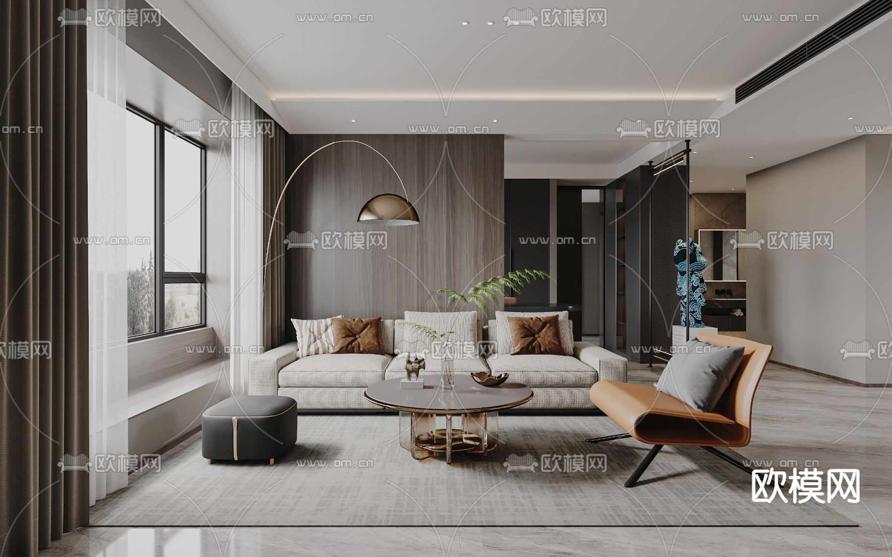 现代客餐厅3d模型下载（渲染图1）