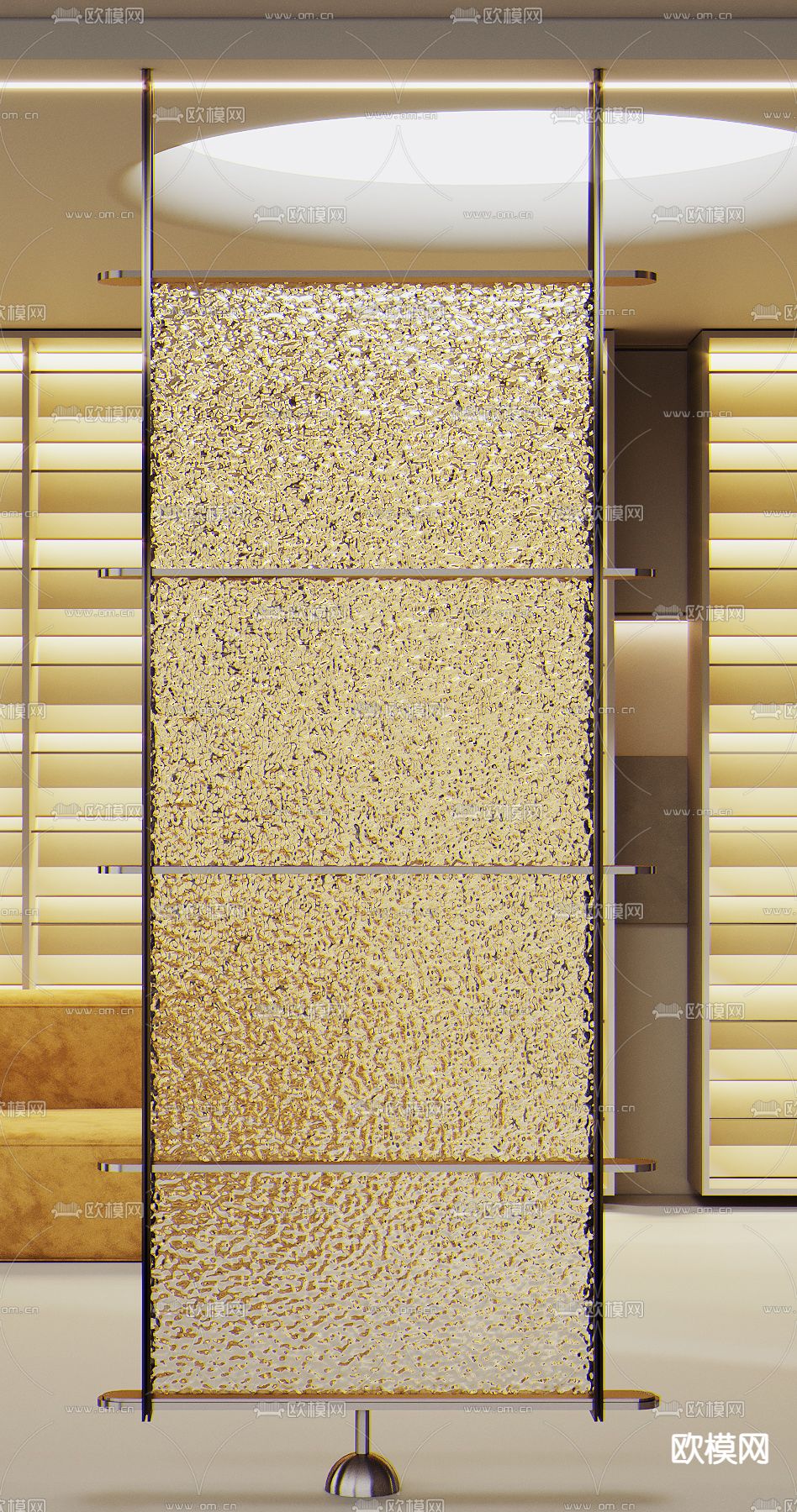 轻奢玻璃屏风 隔断3d模型下载（渲染图2）