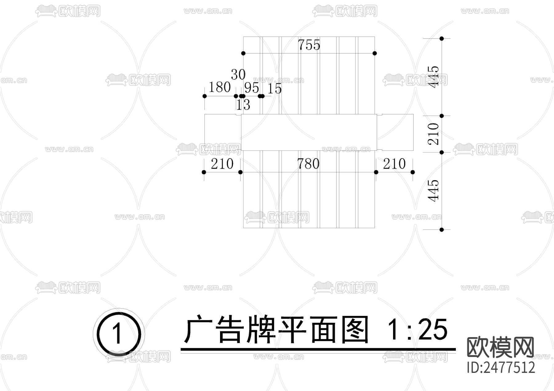 广告牌小品CAD节点大样下载（渲染图2）