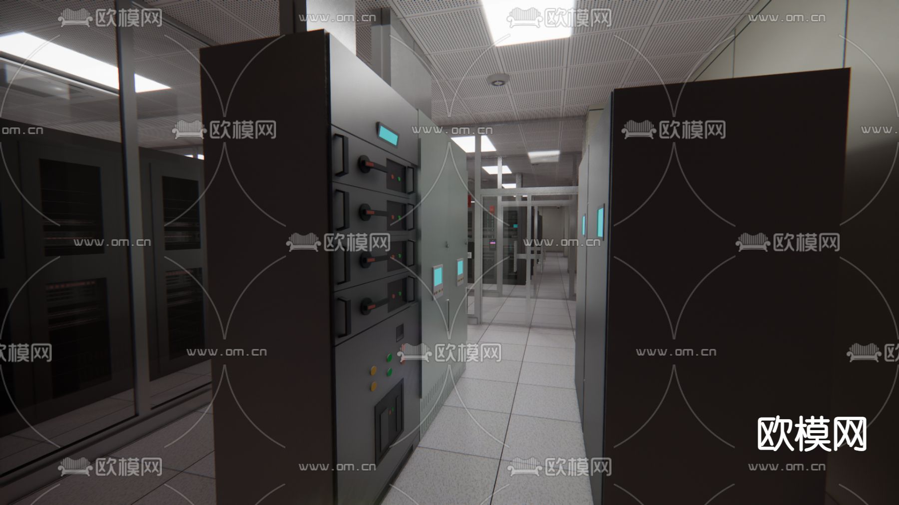 现代机房冷通道su模型下载（渲染图5）