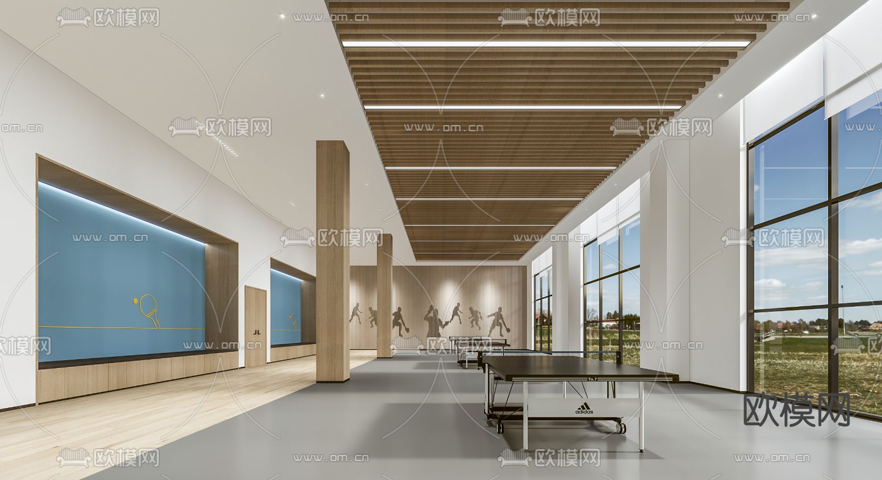 健身房 乒乓球室3d模型下载（渲染图2）