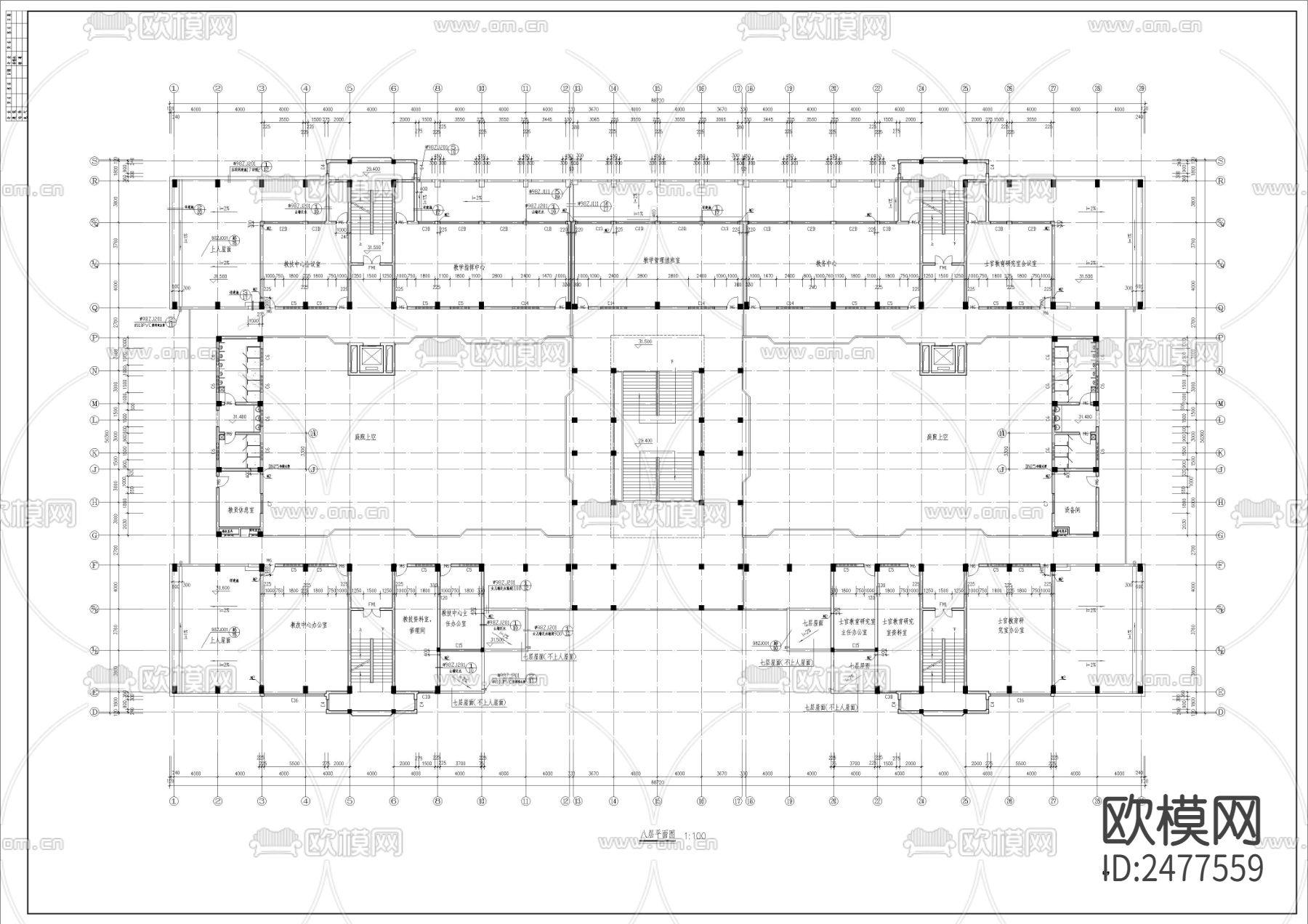 某教学楼报告厅CAD施工图下载（渲染图3）