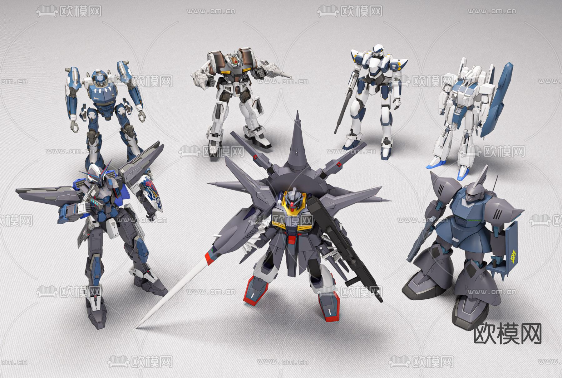 现代卡通机器人 高达机器人su模型下载（渲染图2）