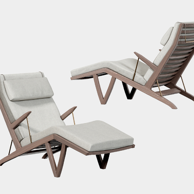  侘寂风休闲椅子 躺椅su模型 