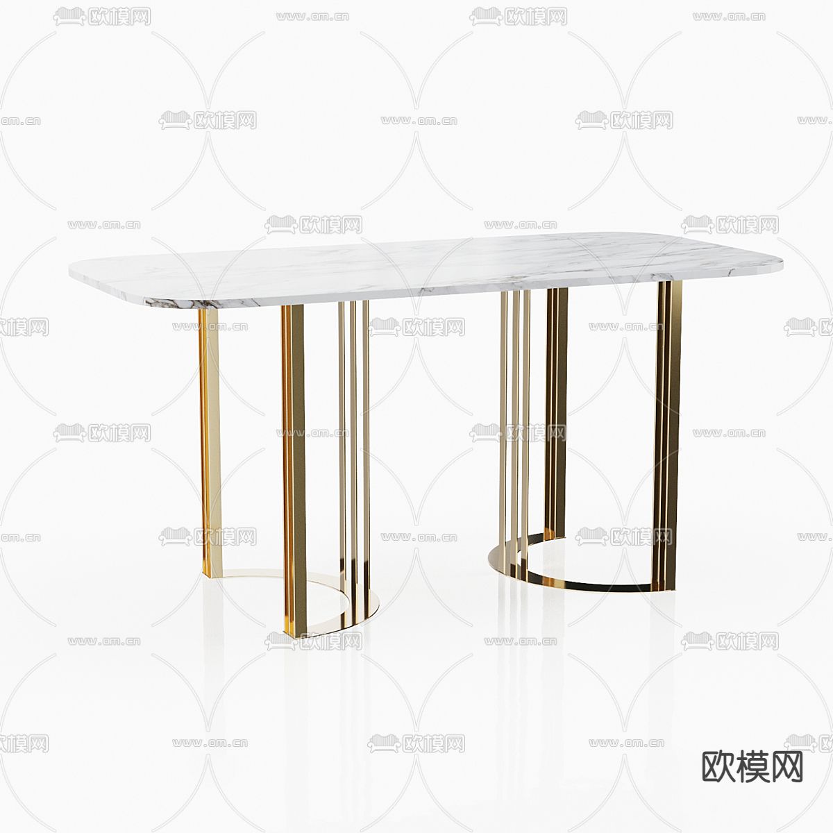 现代长条餐桌su模型下载（渲染图1）