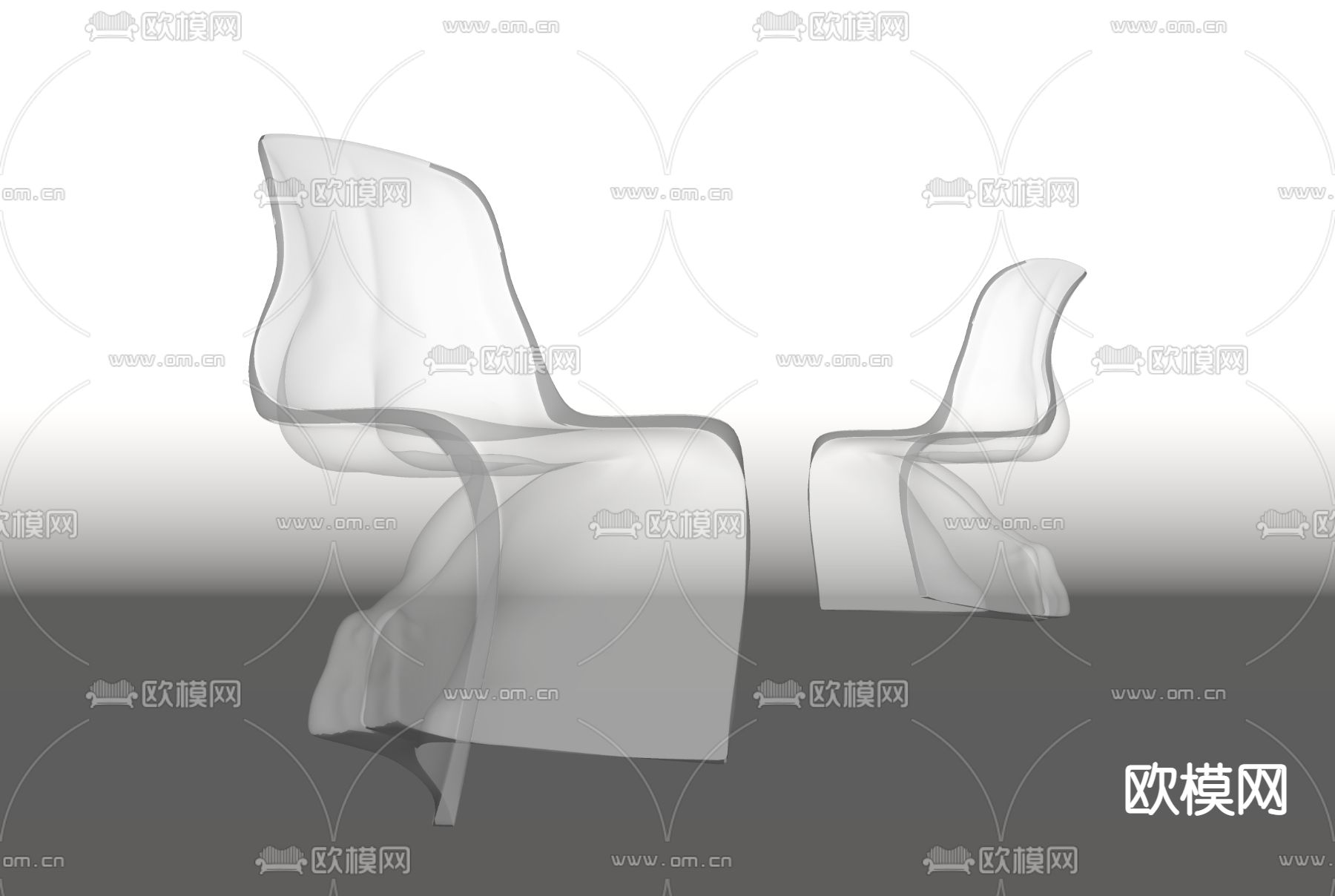 现代亚克力单椅子su模型下载（渲染图2）